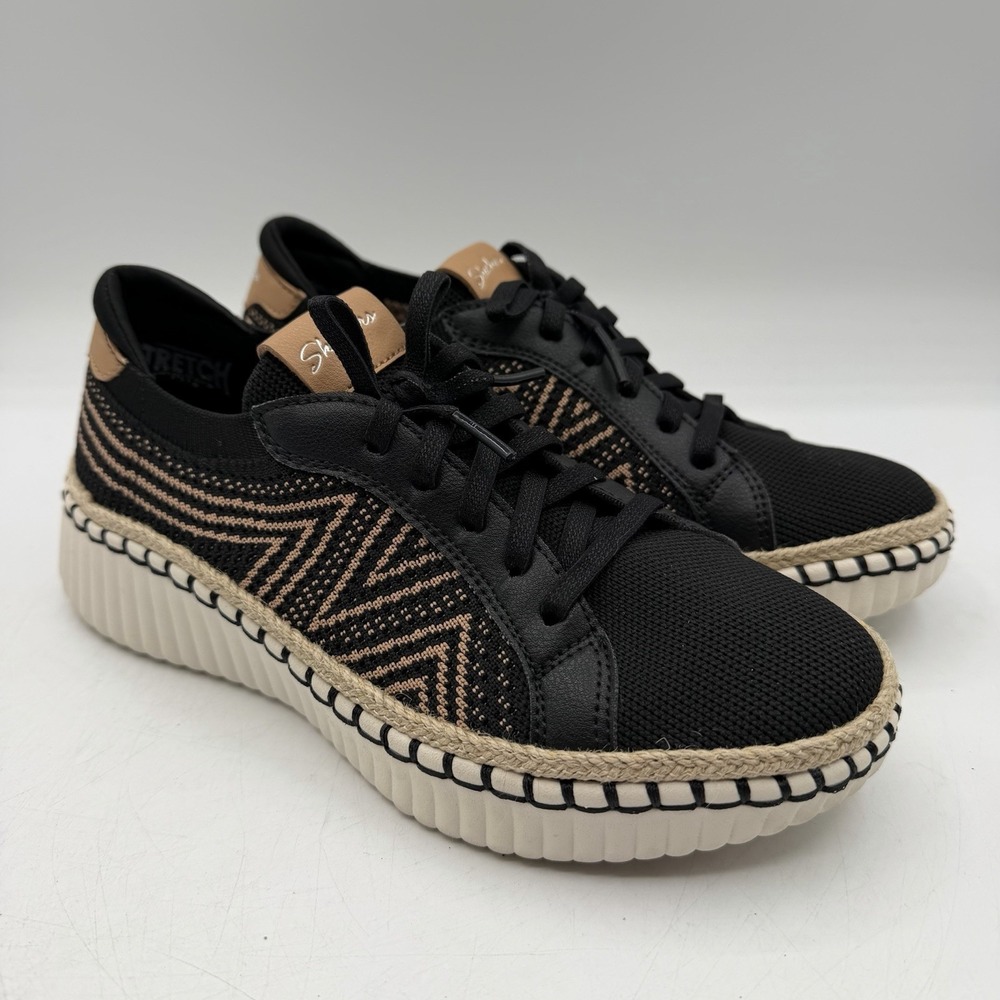 Skechers Wilshire Blvd Bellevue Shoes Womens Sz 6.5 Black Stretch Sneaker 100716